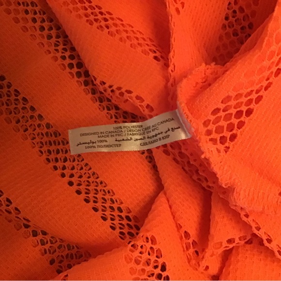 La Vie En Rose Aqua Mesh Twisted Racerback Coverup Highlighter Orange - Picture 3 of 4